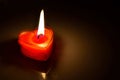 Burning red candle heart Royalty Free Stock Photo