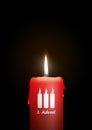 Burning Red Candle - 3rd Sunday of Advent - Isolated Candlelight