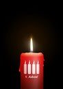 Burning Red Candle - 4th Sunday of Advent - Isolated Candlelight