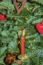 Burning christmas candels at the christmas tree Royalty Free Stock Photo