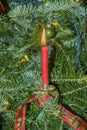 Burning christmas candels at the christmas tree Royalty Free Stock Photo