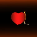 Burning red heart end burning match Royalty Free Stock Photo