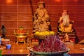 Burning red incense sticks in small Chinese temple Royalty Free Stock Photo