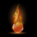 Burning Red Sphere. Ball on Fire Flame Royalty Free Stock Photo