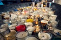 Burning religious candles in front of Higuey cathedral in Dominican Republic Royalty Free Stock Photo