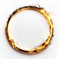 Burning Ring of Fire with Embers Isolated on White Background Royalty Free Stock Photo