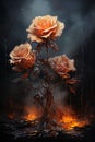 Burning rose flower, Heartbroken