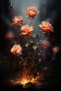 Burning rose flower, Heartbroken