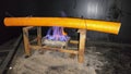 burning sample cable on the fireplace Royalty Free Stock Photo