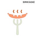 Burning sausage fork editable icon