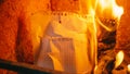 Burning sheet of paper with handwritten memories text