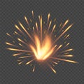 Burning shiny sparkler firework. Realistic light effect. Magic light.Vector illustration