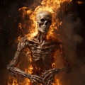 Contemporary Skeleton In Fire: Realistic Rendering With Explosive Pigmentation