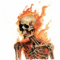 Burning Skeleton: A Highly Detailed Expressionist Artwork