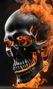 Burning Skull Halloween Background Design Horror Wallpaper Illustration Digital Art - ai generated