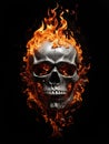 Burning Skull Halloween Design Horror Wallpaper Illustration Digital Art - ai generated