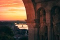 Burning sunrise sky in Budapest
