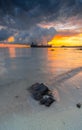 Burning sky in sunrise at dangas beach Batam Island Royalty Free Stock Photo