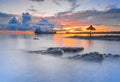 Burning sky in sunrise at dangas beach Batam Island Royalty Free Stock Photo