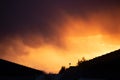 Burning sky. Sunset early evening and view from the window at home. Royalty Free Stock Photo