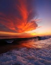 Burning Sky. The wave are nice while the sky full of burning color Royalty Free Stock Photo