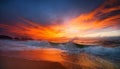 Burning Sky. The wave are nice while the sky full of burning color Royalty Free Stock Photo