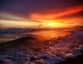 Burning Sky. The wave are nice while the sky full of burning color Royalty Free Stock Photo