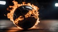burning soccer ball A burning football with a black backdrop, showing the speed and power of the game