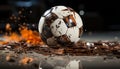 Burning soccer ball ignites competition, symbolizing success and motion generated by AI Royalty Free Stock Photo