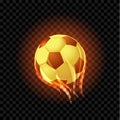 Burning soccer balls isolated on a black transparent backdrop. Royalty Free Stock Photo