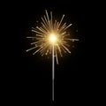 Burning sparkler. Bengal light realistic, christmas, new year and happy birthday sparkling candle, pyrotechnics for party. Royalty Free Stock Photo