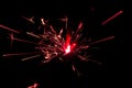 Sparkler in red and white light on a black background Royalty Free Stock Photo