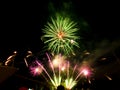 Burning sparklers on black background. Small fireworks giving off sparks of fire. Sparks explosion Royalty Free Stock Photo