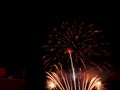 Burning sparklers on black background. Small fireworks giving off sparks of fire. Sparks explosion Royalty Free Stock Photo