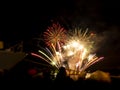 Burning sparklers on black background. Small fireworks giving off sparks of fire. Sparks explosion Royalty Free Stock Photo