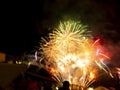 Burning sparklers on black background. Small fireworks giving off sparks of fire. Sparks explosion Royalty Free Stock Photo