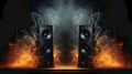 Burning speaker music style background Royalty Free Stock Photo