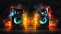 Burning speaker music style background Royalty Free Stock Photo