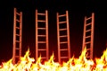 Burning staircase . Emergency exit . Royalty Free Stock Photo