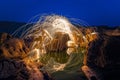 Burning steel wool being spun Royalty Free Stock Photo