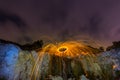 burning steel wool spinning circle