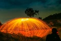 burning steel wool spinning circle