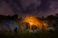 burning steel wool spinning circle