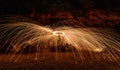 Burning steel wool on stone