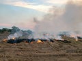 Burning of straw on the field