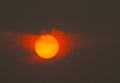 Burning sun and a hazy sky