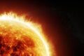 Burning sun on a space black background Royalty Free Stock Photo