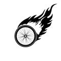 Burning symbol of a bicycle wheel