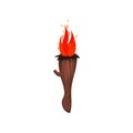 Burning torch, stone age symbol vector Illustration on a white background