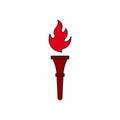 Burning torch vector icon symbol isolated on white background Royalty Free Stock Photo